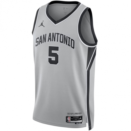 Jordan Brand San Antonio Spurs Stephon Castle Silver Jersey - Statement Edition
